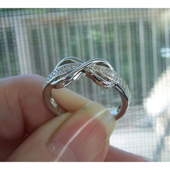 925 STERLING SILVER Infinity Pave Set Cubic Zirconia Ring - Picture 8 of 16